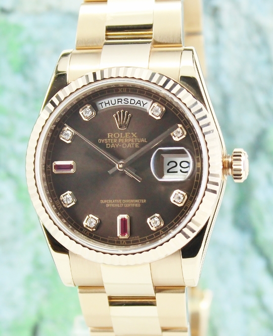 (image for) ROLEX UNPOLISHED 18K ROSE GOLD OYSTER PERPETUAL DAY-DATE - 118235